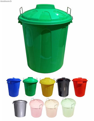 Cubo basura de plástico con tapadera cubo almacenaje y reciclar verde 100 litros