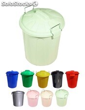 Cubo basura de plástico con tapadera cubo almacenaje y reciclar verde agua 21