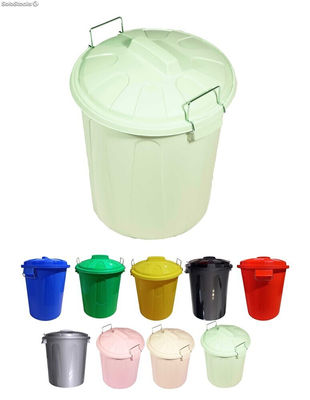 Cubo basura de plástico con tapadera cubo almacenaje y reciclar verde agua 21