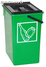 Cubo basura Reciclar verde 20X28X34 C/Asa y tapa 15L.