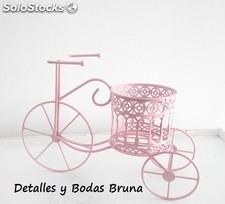 Cubo Bicicleta Rosa o Celeste Pastel. Cubos de metal Candy Bar Boda Comunión