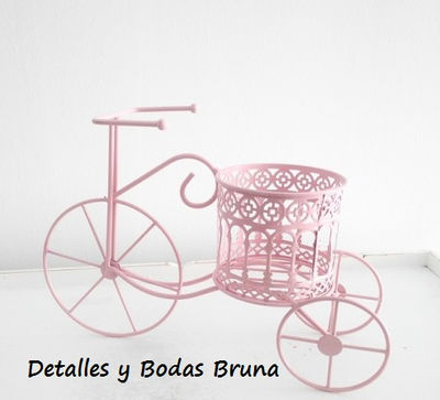Cubo Bicicleta Rosa o Celeste Pastel. Cubos de metal Candy Bar Boda Comunión