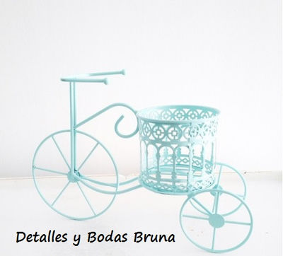Cubo Bicicleta Rosa o Celeste Pastel. Cubos de metal Candy Bar Boda Comunión - Foto 2