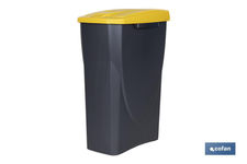 Cubo de basura amarillo para reciclar plásticos y envases | Tres medidas y