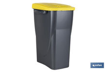 Cubo de basura amarillo para reciclar plásticos y envases | Tres medidas y