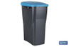 Cubo de basura azul para reciclar materiales de papel y cartón | Tres medidas y