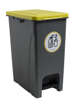 Cubo Basura de plástico con Tapadera, Cubo almacenaje y reciclar, 21  litros (Amarillo)