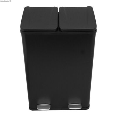 Cubo de Basura con Pedal Doble 2x30L Reciclaje, Negro