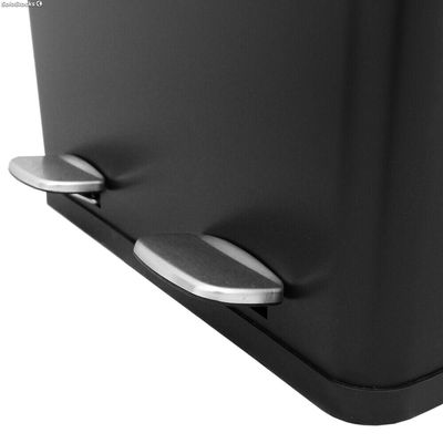 Cubo de Basura con Pedal Doble 2x30L Reciclaje, Negro - Foto 5