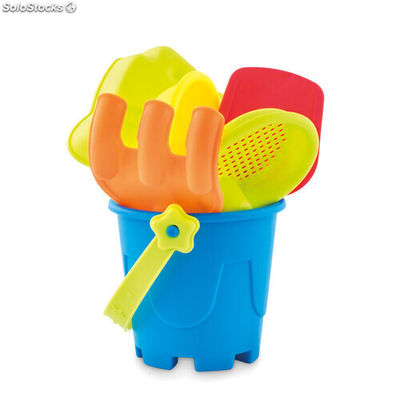 Cubo de playa con 6 juguetes multicolour MIMO9301-99