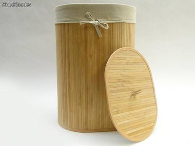 Cubo oval de bambu com tecido