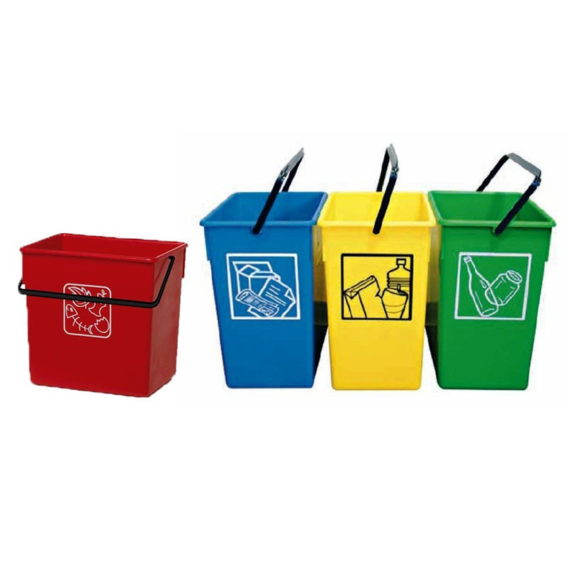 Sociedad Devorar Comandante Cubos basura reciclaje de 15 Litros (Sin Tapa)-Pack de 4-