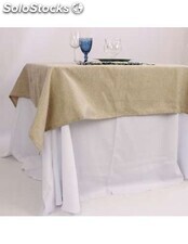 Cubremantel tela hilo Rústico mesa cuadrada 0,87mx0,87m Color Amazona
