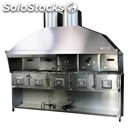 Cucina a carbone vegetale in acciaio inox - n° 5 fornelli separati - con base in