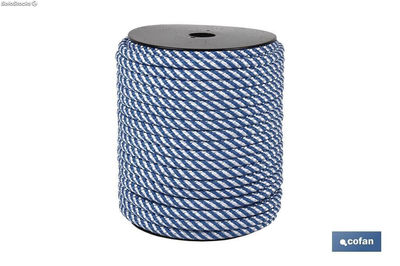 Cuerda Trenzada Helicoidal Blanco/Azul (100% polipropileno)