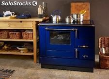 Cuisinière à bois Moravia 9100EX bouilleur bleu avec poignées laiton