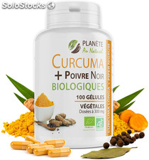 Curcuma et Poivre Noir Bio - 300 mg - 100 gélules végétales &quot;gph&quot;