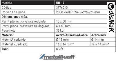 Curvadora para perfiles manual metallkraft ub 10 - Foto 5