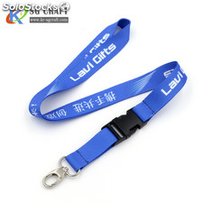 Customized Double Bulldog Clip Polyester Quick Release Lanyard with Buckle