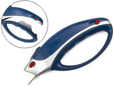 Cuter q-connect XS6200 metalico ancho azul y gris con mango de plastico y