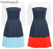 Damen Kleid mit Blockfarben 2 Farben Kleider Damenbekleidung