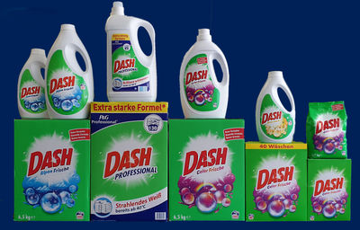 Dash detergente, detergente en polvo - diferentes dimensiones -Made in Germany-
