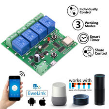 DC5V 4 Channel 10A WiFi Wireless Delay Relay 4Way Module APP for Smart Home