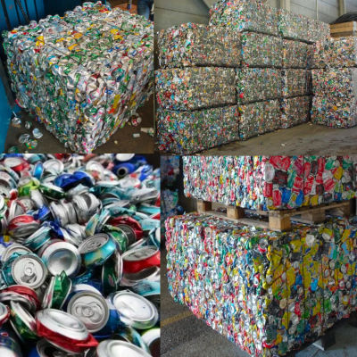 Déchets de canettes de boisson en aluminium