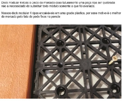 Deck Modulares Plásticos peças 30x30x2,2 modelo 4 ripas cor marrom - Foto 3