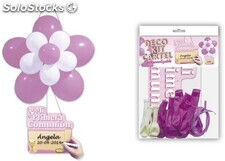 Deco kit flor + cartel &quot;comunión&quot; rosa