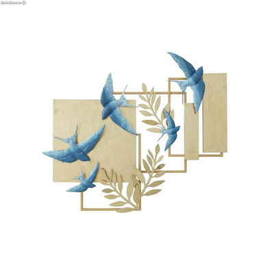 Dekoracja ścienna DKD Home Decor Niebieski Złoty Ptak 84,5 x 8,3 x 72,4 cm