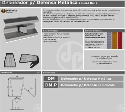 Delineador p/ Defensa metálica c/ refletivo alta intensidade tipo 3 prismático