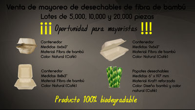 Desechables biodegradables de fibra de bambú