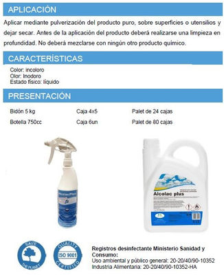 Desinfectante virucida, bactericida para superficies Garrafa 5000ml Alcolac Plus - Foto 2