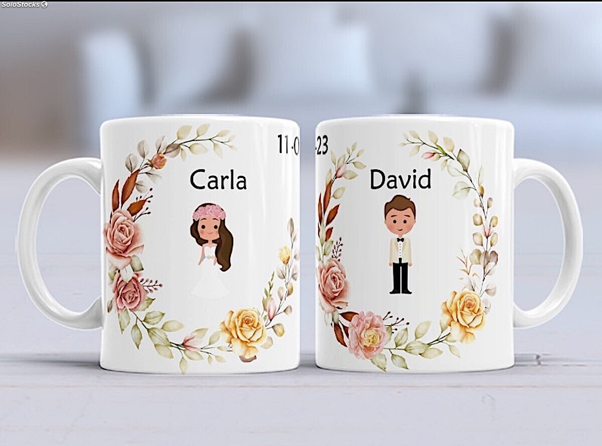 Detalles de invitados de boda tazas personalizadas para regalos de boda