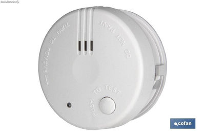Detector de humos con alarma de sonido | Tamaño mini 70 mm | Incluye pilas