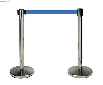 Deux poteaux séparateurs en acier inoxydable avec sangle de 2 mètres (Bleu) -