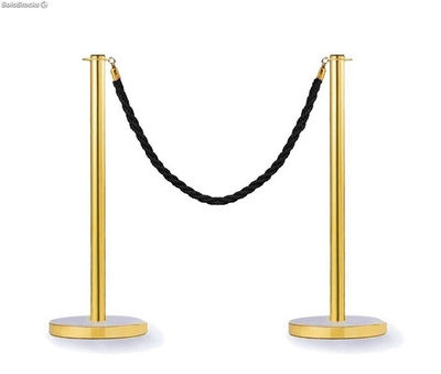 Deux poteaux séparateurs plaqués or avec tête plate et une corde (Cordon de 2.5 - Photo 2