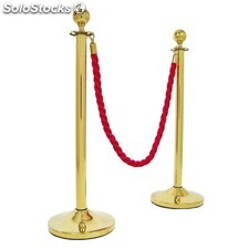 Deux poteaux séparateurs plaqués or avec une tête ronde et une corde (Cordon de