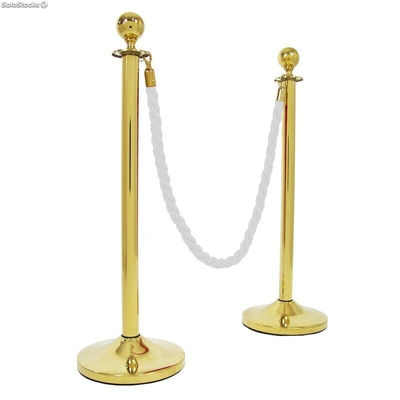 Deux poteaux séparateurs plaqués or avec une tête ronde et une corde - Sistemas - Photo 3