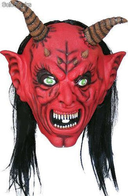Devil latex mask with hair