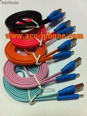 Different colors available noodle flat usb data charger cable for iphone 4 - Foto 2