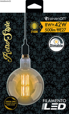 Dimmbare LED-Lampe Glühfaden dekorative Kugel G200 gold E27 8W 500LM 2100K