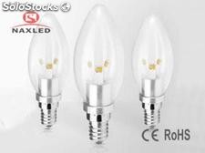 Dimming 3w led candle bulb, e14 base, frosted