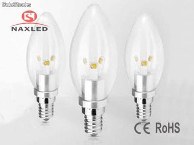 Dimming 3w led candle bulb, e14 base, frosted
