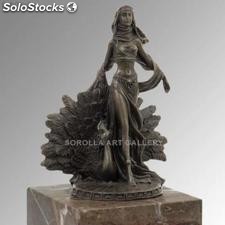 Diosa griega con pavo real (Hera) | bronces en bronce