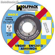 Disco Corte Abrasivo Inoxidable 125x1,0x22,2 mm.