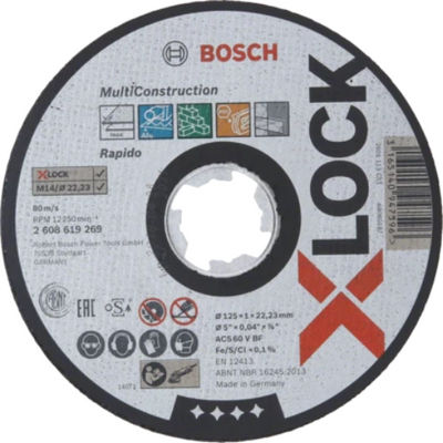 Disco de corte x-lock multi construction para amoladoras pequeñas bosch