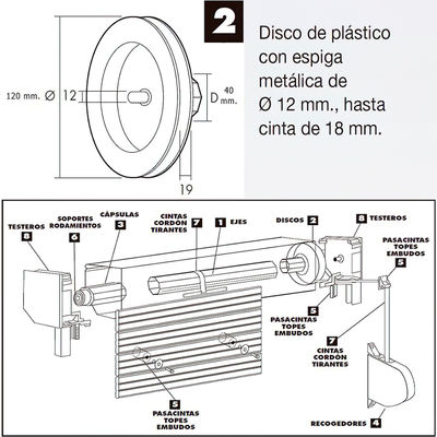 Disco Persiana Plastico Espiga Metal 120x40 mm. Cinta 18 mm. - Foto 4