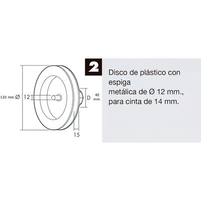 Disco Persiana Plastico Espiga Metalica 120x40 mm. Cinta 14 mm. - Foto 3